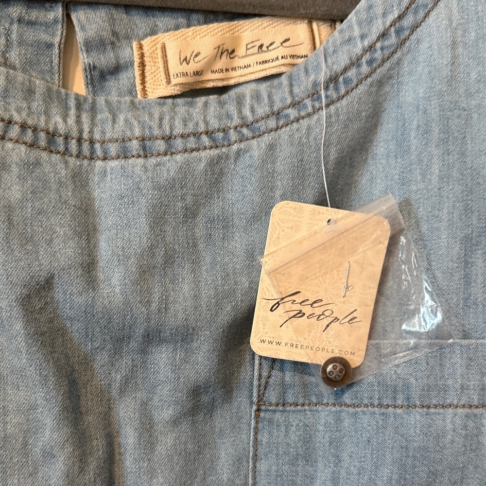 Free People Sky Blue Denim Blouse - Picture 2 of 6
